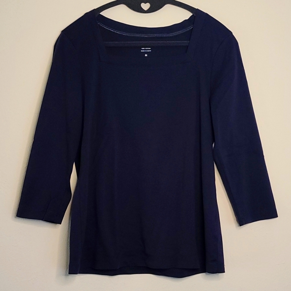 Ellen Tracy Square Neck 3/4 Sleeve T